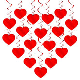 Red Hanging Heart Decorations - Pack Of 18, No Diy | Red Foil Heart Swirls Decorations For Hanging Hearts Decorations | Romantic Decorations Special Night | Happy Anniversary Decorations