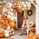 Fall Thanksgiving Balloon Arch Kit Orange Beige White Gold for Baby Shower Party Decor