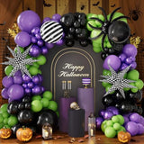 Halloween Balloon Garland Arch Kit Green Purple Black Metallic Star Foil Party Decorations