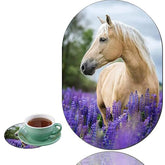 Desktop Computer Games Non-Slip Mouse Pad And Coaster Combination, Personality Mouse Pad Beautiful Pattern, Waterproof Mouse Pad, Suitable For Office And Home Mouse Pad, Lavender And Horses