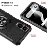 For Cricket Icon 6 Phone Case/At&T Verge Case With Tempered Glass Screen Protector,Military Grade Heavy Duty Shockproof Protective Cover,With Ring Kickstand (Cricket Icon 6, Black)