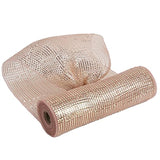 Rose Gold Deco Mesh 10 Inch Rolls, Decorative Mesh Ribbon With Gold Wi
