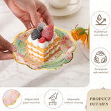 72 Pcs 6 Inch Floral Paper Plates With Gold Rim Disposable Flower Plates For Tea Party Decorations Birthday Baby Shower Wedding Bridal Supplies