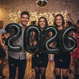 2026 Black 16in Letter Balloons Happy New Year Party Supplies