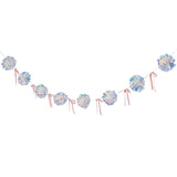 Iridescent Christmas Decorations, Xmas Banner 1 Piece, Iridescent Pompom Garland With Pink Bows, Shimmering Mantel Garland For Christmas Tree, Fireplace, Holiday Party Decorations