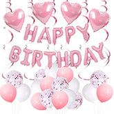 Pink Party Decorations - Happy Birthday Banner, Balloons & Supplies For Women & Girls' 1St To 70Th Birthdays