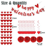 22Pcs Valentine'S Day Decorations Set Pre-Assembled Hanging Heart Swirls Happy Valentine'S Day Love Heart Garlands Banner For Home Classroom Office Wedding Party Anniversary (Red)