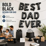 16 Inches Best Dad Ever Balloons Hanging Banner Decorations, Black Aluminum Foil Letter Balloons for Father’s Day, Birthday, Baby Shower, and Daddy-to-Be Party Supplies
