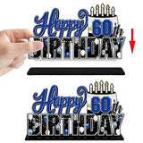 Happy 60Th Birthday Blue Acrylic Table Topper Centerpieces Set - Cheers To Sixty Years Old Birthday 60Th Bday Party Gift Decorations.