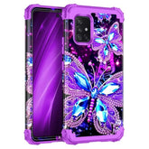 For Galaxy A51 5G Case,Glow In The Dark Three Layer Heavy Duty Shockproof Full Body Hard Plastic Bumper+Soft Silicone Protective Case For Samsung Galaxy A51 5G,Amaranth Dark