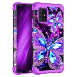 For Galaxy A51 5G Case,Glow In The Dark Three Layer Heavy Duty Shockproof Full Body Hard Plastic Bumper+Soft Silicone Protective Case For Samsung Galaxy A51 5G,Amaranth Dark