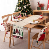 Buffalo Plaid Merry Christmas Trees Table Runner 13X72 Inch Snowflake Deer Seasonal Winter Holiday Kitchen Dining Table Decoration For Indoor Outdoor Home Party Decor