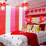 Valentine'S Day Foil Curtain, Valentine'S Day Party Decorations Red Pink White Tinsel Material Curtain Photo Streamer Backdrop I Love You Balloons For Valentines Day Decor Birthday Wedding(3 Pack)