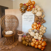 117pcs Fall Balloon Arch Kit Burnt Orange Brown Nude Balloons with Leaves for Autumn Party