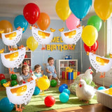 6Pcs Chicken Balloons,White Walking Farm Hen Animals Balloons For Birthday Baby Shower Party Decorations