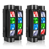 Spider Moving Head Light 8X10W Leds Beam Dj Lights Rgbw Sound Activated And Dmx-512 Control For Party Pub Festival Disco Show Wedding Event Stage Lighting - 2 Packs