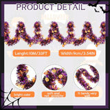 33Ft Halloween Tinsel Garland, Pumpkin Metallic Twist Foil Tinsel Garland Pumpkin Shiny Hanging Decorations For Halloween Party Decoration Supply