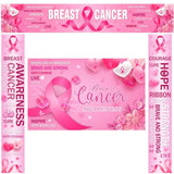 4 Pcs Breast Cancer Awareness Banner Decorations, Pink Ribbon