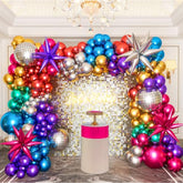 161Pcs Shiny Chrome Balloon Garland Arch Kit Retro Disco Dance Party Decorations With 4D Disco Ball Balloons And Explosion Star Foil Balloons For 80S 90S Theme Neon Birthday Galaxy Supplies
