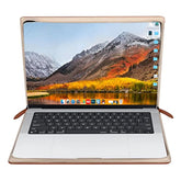 MOSISO Compatible with MacBook Pro 14 inch Case 2025 2024 2023 2022 2021 M4 A3112 A3185 A3401 M3 A2918 A2992 M2 A2779 M1 A2442,PU Leather Laptop Sleeve Vintage Zippered Protective Case Cover,Brown