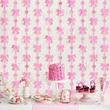 2 Pack Pink Bow Party Decorations, Foil Fringe Curtains & Photo Booth Backdrop for Girls