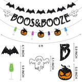 Pre Strung Boos and Booze Banner Halloween Party Decorations with Ghost Bat Witches