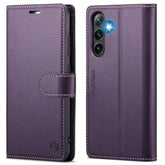 Samsung Galaxy S25 Plus Wallet Case with RFID, Card Holder, Shockproof Kickstand (Purple)