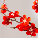 4Pcs Cherry Blossom Flowers Artificial, Fake Silk Cherry Blossom Branches Tall Peach Blossom Flower Stems Arrangement For Wedding Home Office Party Decoration (Red-2)