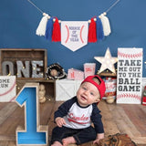 Blue "Rookie Of The Year" 1st Birthday High Chair Banner Baseball Photo Prop