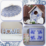 50 Pack 5 Styles Decoupage Napkins Decorative Napkins Floral Chinoiserie Cocktail Paper For Birthday Party Wedding Beautiful Gorgeous, Each Unfolded 13 Inch(Blue)