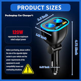 2026 Upgrade Car Cigarette Lighter Splitter,4 In 1 Double Cigarette Lighter Adapter With Usb Port 2.4A & Qc3.0 Super Fast For Mobile Phone,Dash Cam,12/24V Car Charger With Led Voltmeter