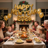 Gold Happy New Year 2026 Balloons for NYE Party and Festive Decorations