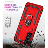 For Galaxy S22 Case: Samsung Galaxy S22 Case With Hd Screen Protector - Military Grade Protective Cases With Ring For Samsung S22(Red)