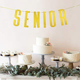 Gold Glitter Senior Banner For Congrats Grad Banner - High School College Graduation Party Bunting Decoration