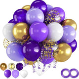 60Pcs Purple And Gold Balloons,Purple And Gold Graduation Decorations Balloon Arch Kits,Suitable For Birthday Wedding Anniversary Festival Ceremony Decorations