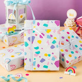 Gift Wrapping Paper - 3 Mini Rolls - Colorful Rainbow Sun Polka Dots Cute Birthday Wrapping Paper Roll For Holiday, Shower, Congrats - 17 Inch X 120 Inch Per Roll