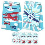Airplane Goodie Bags-24 Pcs Airplane Party Favors Candy Bags With Stickers, Airplane Goody Gift Treat Bags Airplane Themed Birthday Party Supplies