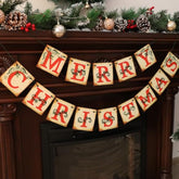 Vintage Merry Christmas Banner On Distressed Wood Christmas Decorations For Mantle Fireplace Farmhouse Xmas Holiday Hanging Decor