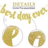 Best Day Ever Banner Hanging Garland For Wedding Decorations Bridal Shower Photo Prop Engagement Party Sign (Gold Glitter)