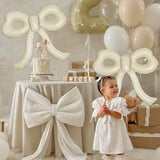 4pcs Cream Bow Foil Balloons – Giant Beige Balloons for Birthday, Baby Shower & Party Decor