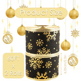 2 Rolls 40 Yards Christmas Snowflake Ribbon 2.5 Inch Christmas Black A
