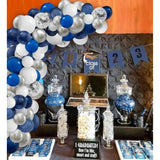 124pcs Blue Silver White Balloon Arch Kit for Birthday, Wedding, Graduation