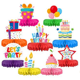 Colorful Happy Birthday Honeycomb Centerpieces for Kids' Party Table Decorations