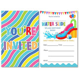 Water Slide Party Invitations With Envelopes Set Of 20 Summer Waterslide Theme Birthday Party Invites Fill In Blank