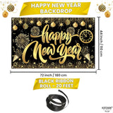 Xtralarge Happy New Year Banner 72x44 Inch 2026 Party Backdrop