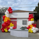 Red Yellow Orange White Balloon Arch Kit Balloons for Firetruck Birthday Boys Party