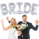 Silver Bride Balloons,16 Inch Bridal Shower Balloons,Bride Balloon Banner For Bachelorette Party Decorations,Bridal Photo Booth Bride Letter Banner For Wedding Engagement Party (Silver)