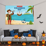 Happy Columbus Day Backdrops 47 * 71 Inches Holiday Party Photography Background Indoor Outdoor Festival Photo Banner Booth Props Wall Decoration
