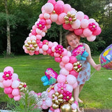 Pink Balloon Garland Arch Kit-122Pcs Hot Pink And Gold Balloons Different Sizes For Princess Themed Birthday Girl'S Baby Shower Bridal Shower Wedding Valentine Party Decorations