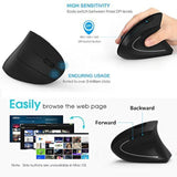 Wireless Vertical Mouse, 2.4G Wireless Ergonomic Optical Mouse With 3 Adjustable 800/1200 /1600 Dpi, More Suitable For Big Hands